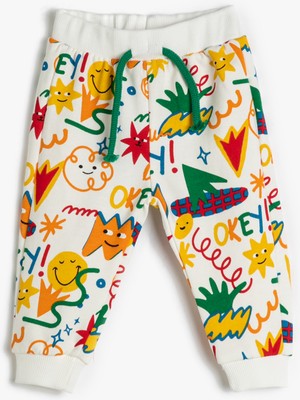 Koton Eşofman Altı Jogger Beli Bağlamalı Baskılı Pamuklu