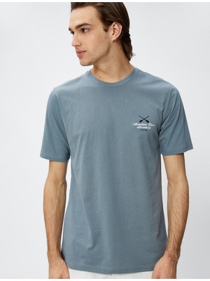 Koton Slogan Baskılı Tişört Bisiklet Yaka Kısa Kollu Pamuklu