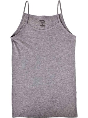 Tutku Kadın 3'lü Paket Gri Pamuklu Ribana İp Askılı Atlet Nefes Alabilir Özellikte Rahat Kesim