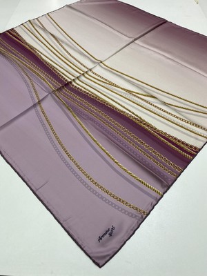 Armine Sport Twill (Tivil) Nostalji Zincir Desen Eşarp Pembe Krem Gold