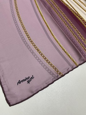 Armine Sport Twill (Tivil) Nostalji Zincir Desen Eşarp Pembe Krem Gold