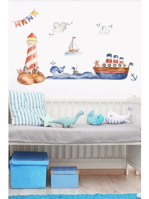 Kt Grup Deniz Feneri Gemici Temalı Duvar Sticker Seti