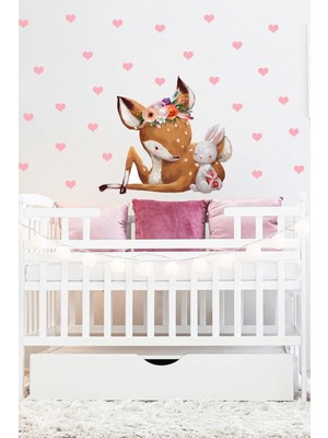 Kt Grup Ceylan ve Minik Tavşan Duvar Sticker Seti Renkli