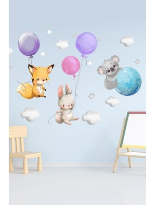 Kt Grup Pembe Balonlu Duvar Sticker Seti Renkli
