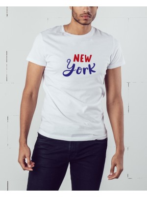 Prospettiva Erkek Beyaz New York Symbol T-Shırt