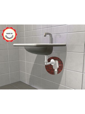 Dallmer Yer Kazandıran Lavabo Sifonu 300 Ks, Beyaz - Alman Kalitesi Sıva Altı Ankastre Koku Önleyici Giderici Kolay Temizlenir Lavabo Sifonu Gideri