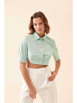 ROMAN Kısa Kollu Crop Gömlek Mint y2313553_097
