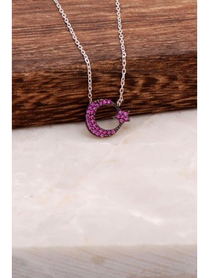 Sümer Telkari Rubin Taşlı Ay Yıldız Tasarımlı Gümüş Kolye 1695