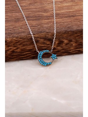 Sümer Telkari Ay Yıldız Rodyumlu Gümüş Kolye 1671