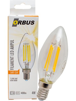 ORBUS ORB-BC3 FILAMENT BULB B35 E14 4 WATT 400 LÜMEN SARI LED AMPÜL