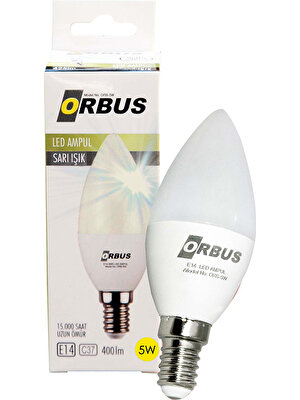 ORBUS ORB-5WS C37 E14 5 WATT 400 LÜMEN SARI TASARRUFLU AMPÜL