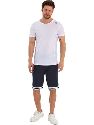 Adams Erkek Polyester Beyaz Şeritli  Basketbol Şort