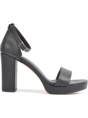 Pierre Cardin Siyah Kadın Sandalet Topuklu Ayakkabı