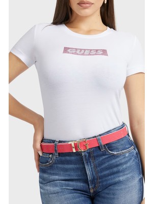 Guess Ss Cn Mini Pamuklu Slim Fit Bisiklet Yaka T Shirt Bayan T Shirt W3YI20I3Z14 G011