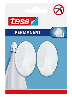 Tesa Permanent Askı Plastik Büyük Oval Beyaz 2 Adet x 3 Paket (Toplam 6 Askı)