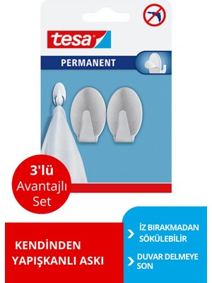 Tesa Permanent Askı Metal Dikdörtgen 2 Adet x 3 Paket (Toplam 6 Askı)