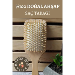 Ham Ahşap Saç Tarak - Ahşap Saç Fırçası Büyük Boy