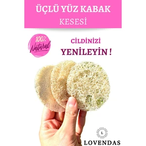 Peeling Yüz Kabak Lifi 3lü %100 Kabak Kesesi ile Sivilceler, Siyah Noktalar, Gözenekler Için Loofah