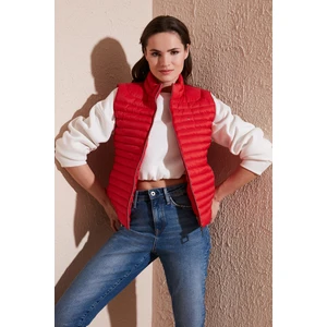 Slim Fit Dik Yaka Cepli Şişme Yelek Bayan Yelek 497TAMARA