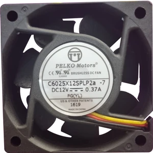 Kaizen Market Pelko Motors 60X60X25MM C6025X12SPLP2A-7 12V 0.37A 3 Kablo Kare Fan