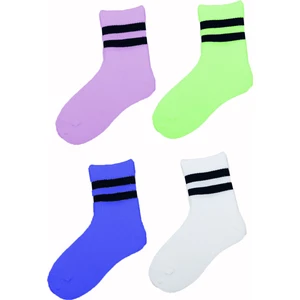 Hepsine Rakip 4lü Unisex Çizgili Kısa Çorap Pamuklu Tenis Ekonomik Spor