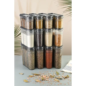 12li Etiketli Erzak Kabı Set 4x (2900 Ml, 2150 Ml, 1400 Ml) Antrasit