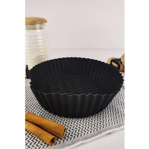 Yanmaz Yapışmaz Silikon Kulplu Airfryer Kalıbı 22 Cm Siyah – Thn75822