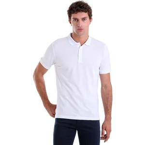 Beyaz Comfort Fit Düz 100% Pamuk Polo Yaka Polo Yaka Tişört