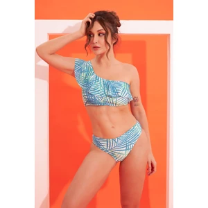 Yeşil Palmiye Tek Omuz Askılı Tek Üst Bikini