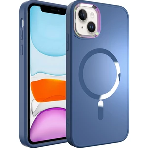Case 4U Apple iPhone 14 Plus Kılıf Magsafe Wireless Şarj Özellikli Kamera Korumalı Koruyucu Stil Kapak Mavi