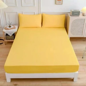 100 x 200 Tek Kişilik Pamuk Penye Lastikli Çarşaf - Sarı