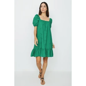 Select Moda Kadın Balon Kollu Brode Elbise