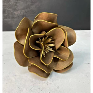 Yapay Tek Dal Köpük Çiçek Kahverengi Altın Kenarlı Düğün ve Etkinlik Dekorasyonu