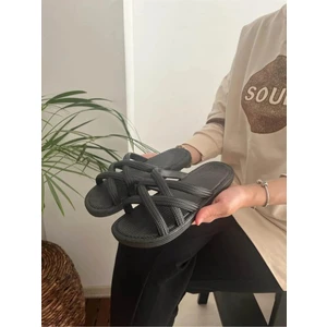 BEHTAH KUNDURA Örgü Hasır Görünümlü Kaydırmaz Taban Yumuşak Esnek Bayan Terlik Plaj Deniz Havuz Günlük Terlik