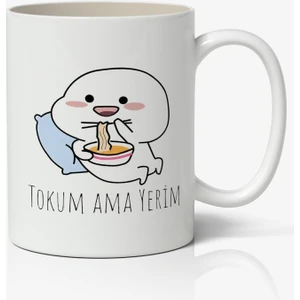 Nostaljik Lezzetler Tokum Ama Yerim Yazılı Baskılı Kupa Bardak