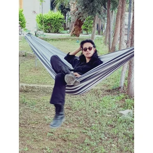 Arslan Deco Kumaş Hamak, Bez Hamak, Tekne Hamağı, Sağlam Hamak, Geniş Hamak Antrasit Beyaz Xl Hamak