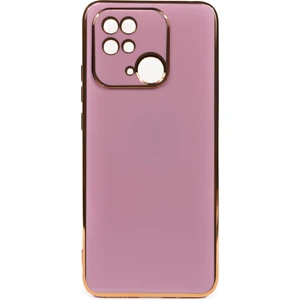 Case 4U Xiaomi Redmi 10C Kılıf Kamera Korumalı Parlak Gold Kenarlı Yumuşak Silikon Kapak Bark