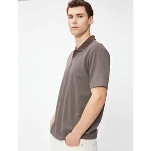 Polo Yaka Tişört Düğmeli Kısa Kollu Geometrik Baskılı