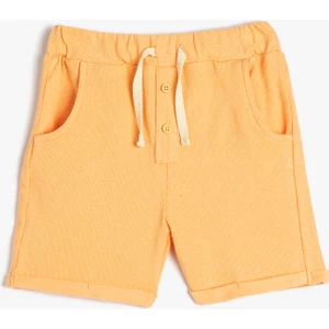 Şort Basic Düğmeli Beli Bağlamalı Cepli Pamuklu