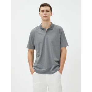 Basic Polo Yaka Tişört Düğmeli Kısa Kollu