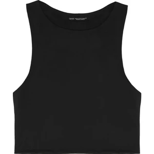 Bisiklet Yaka Askılı Crop Bluz Siyah