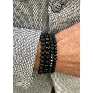 4 Adet Oniks Hematit Kombinli Bileklik Set Mudisaat