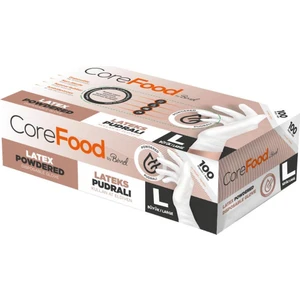 Corefood Pudralı Lateks Eldiven L Beden Beyaz 100'LÜ