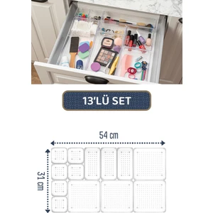 Meleni Home 13'lü Takı Kozmetik Düzenleyici - Modüler Makyaj Çekmece Içi Düzenleyici - Mutfak Banyo Organizer