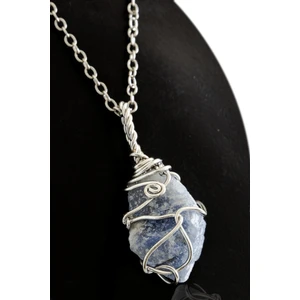 Tesbih Atölyesi Ham Işlenmemiş Tel Sargılı Angelit - Melek Taşı Kolye