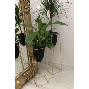 Sedef Silver Ikili Dekoratif Saksılık Metal Ayaklı Saksı Sunumluk Çiçeklik Köşe Dekor Set