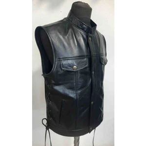 Hakiki Deri Motorcu Chopper Yelek