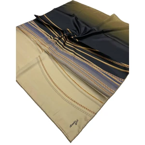 Sport Twill (Tivil) Nostalji Zincir Desen Eşarp Vizon Gold Siyah