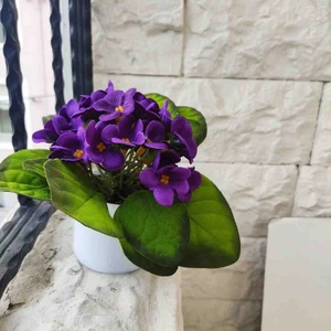 Cennet Home Doğal Dokulu Menekşe Beyaz Saksıda Yapay Çiçek