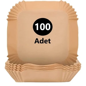 100 Adet Airfryer Pişirme Kağıdı Kare Tabak Model Yağlı Kağıt